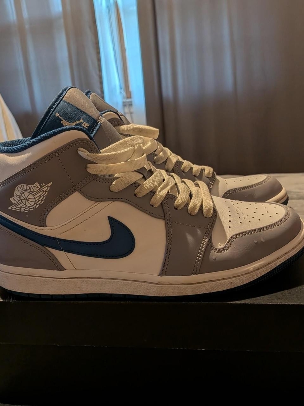 Jordan Men's Mid Sneakers - White, Gray & Navy